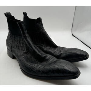 Jo Ghost Croc Skin Chelsea Ankle Boots Black Size 43 EU, 10 US
